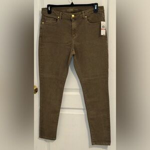 NWT Michael Kors Izzy Skinny Jeans Safari Green Size 12